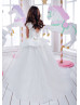 Ivory Lace Tulle Corset Back Floor Length Flower Girl Dress